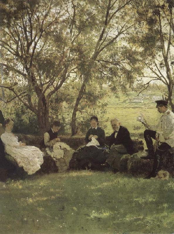 Ilya Repin On the Turf bench china oil painting image